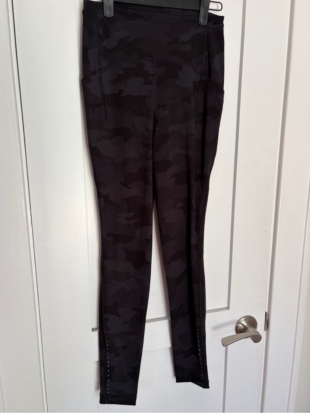 12. Size 4 LULULEMON Black + Grey Camo Swift Speed Leggings